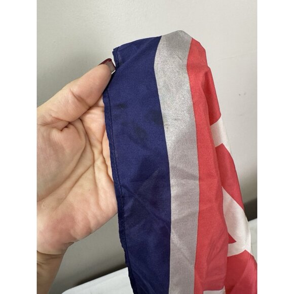 Banana Republic L Square Silk Scarf Red White Blue Monogram Head Wrap Americana - Picture 9 of 11